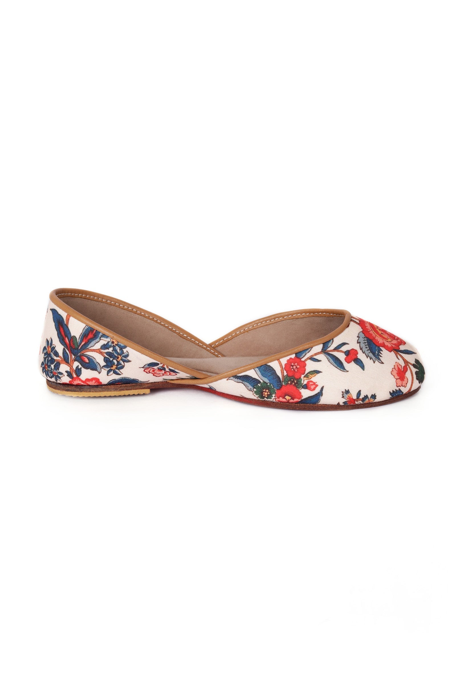 Coral And Blue Floral Chintz Jutti