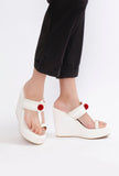 White Vegan Leather Wedges