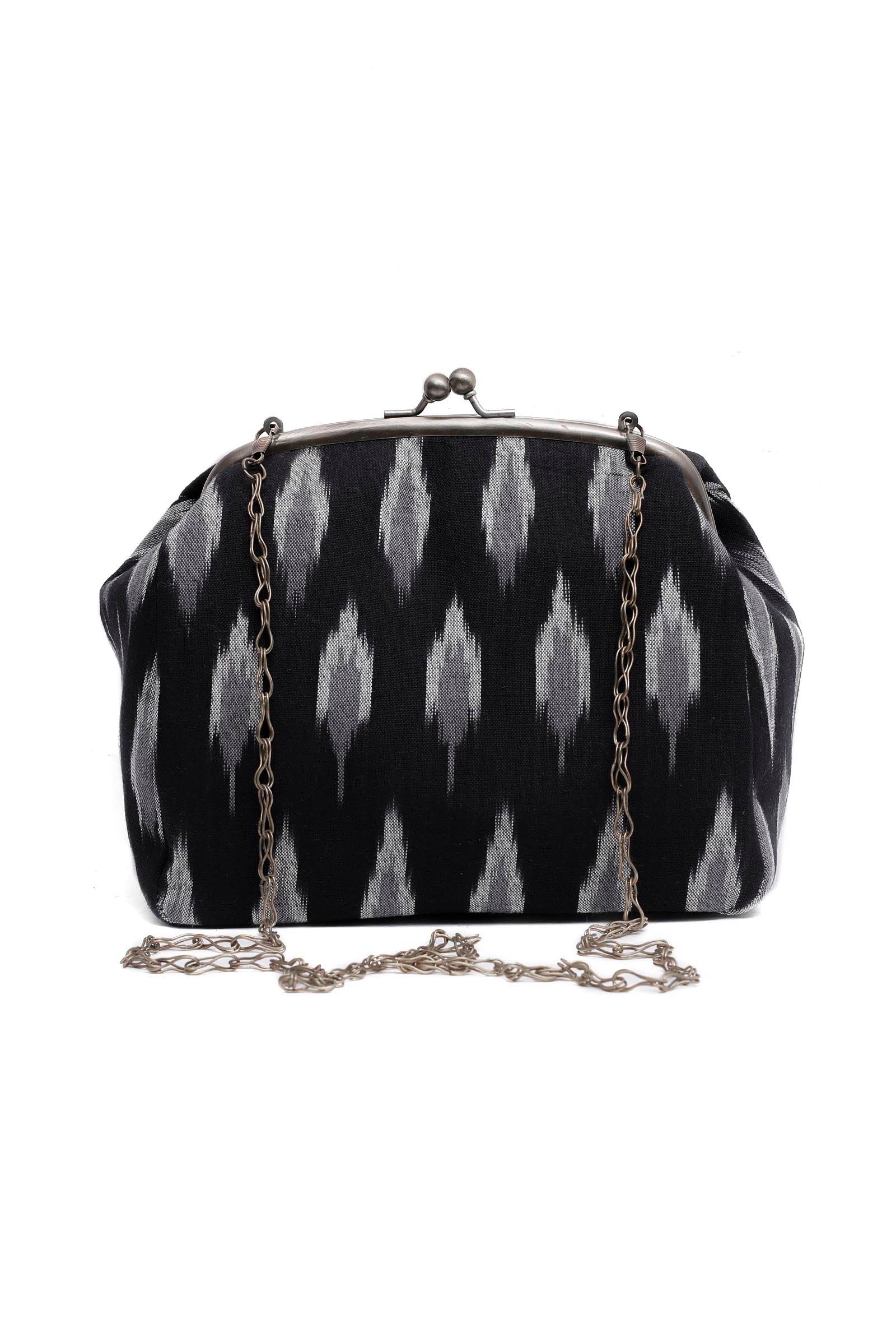 Black Ikat Clutch Bag