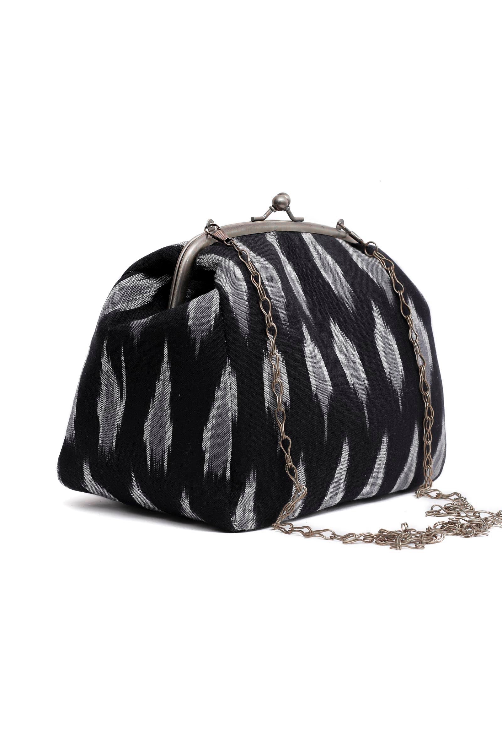 Black Ikat Clutch Bag