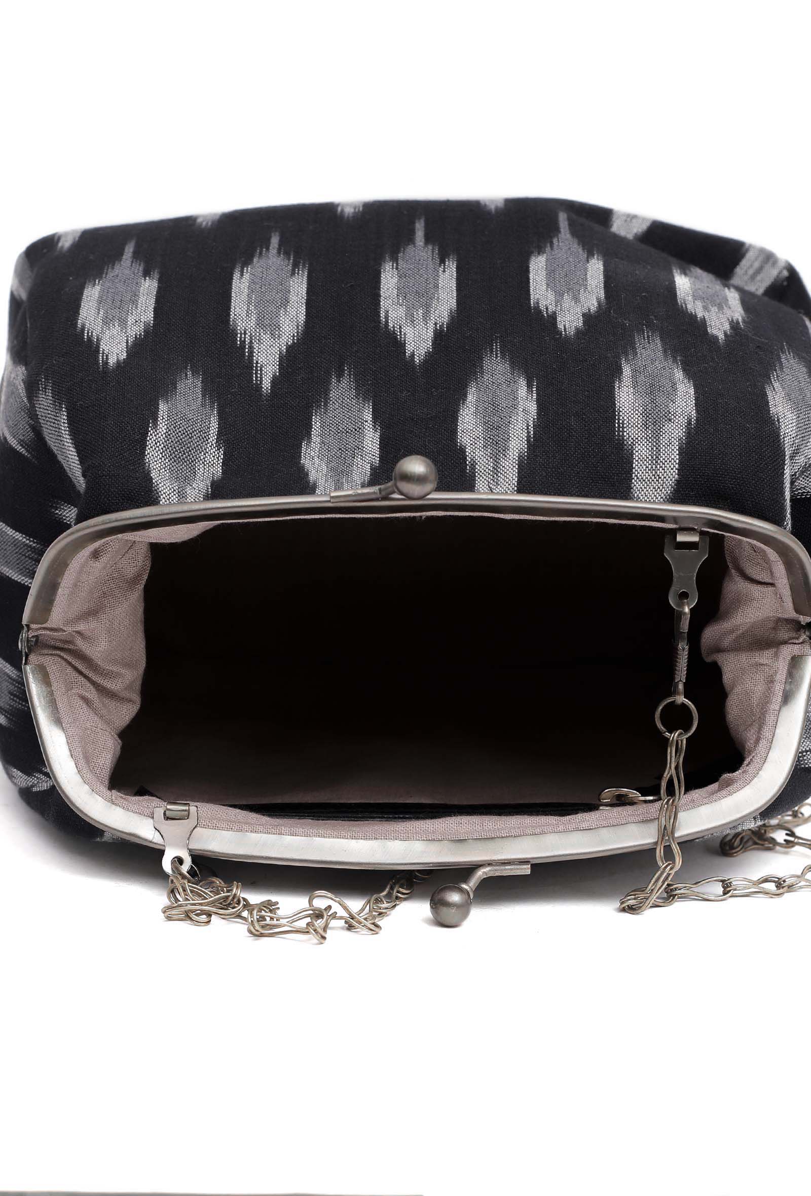 Black Ikat Clutch Bag