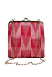 Crimson Red Ikat Square Clutch Bag