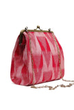 Crimson Red Ikat Square Clutch Bag