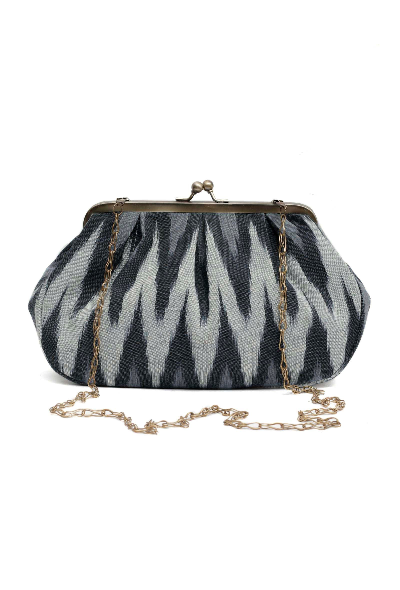 Sky Blue Ikat Clutch Bag