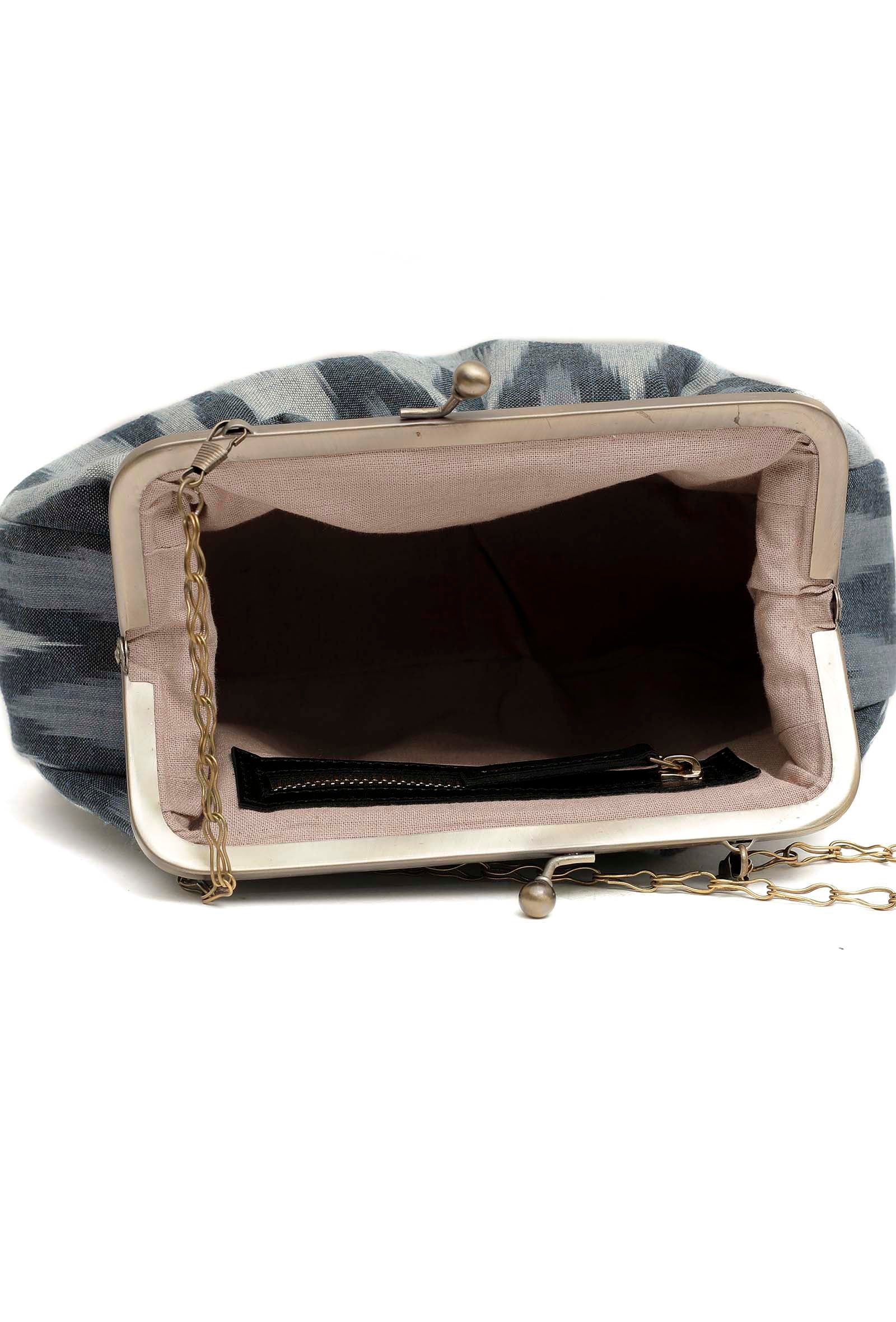 Sky Blue Ikat Clutch Bag