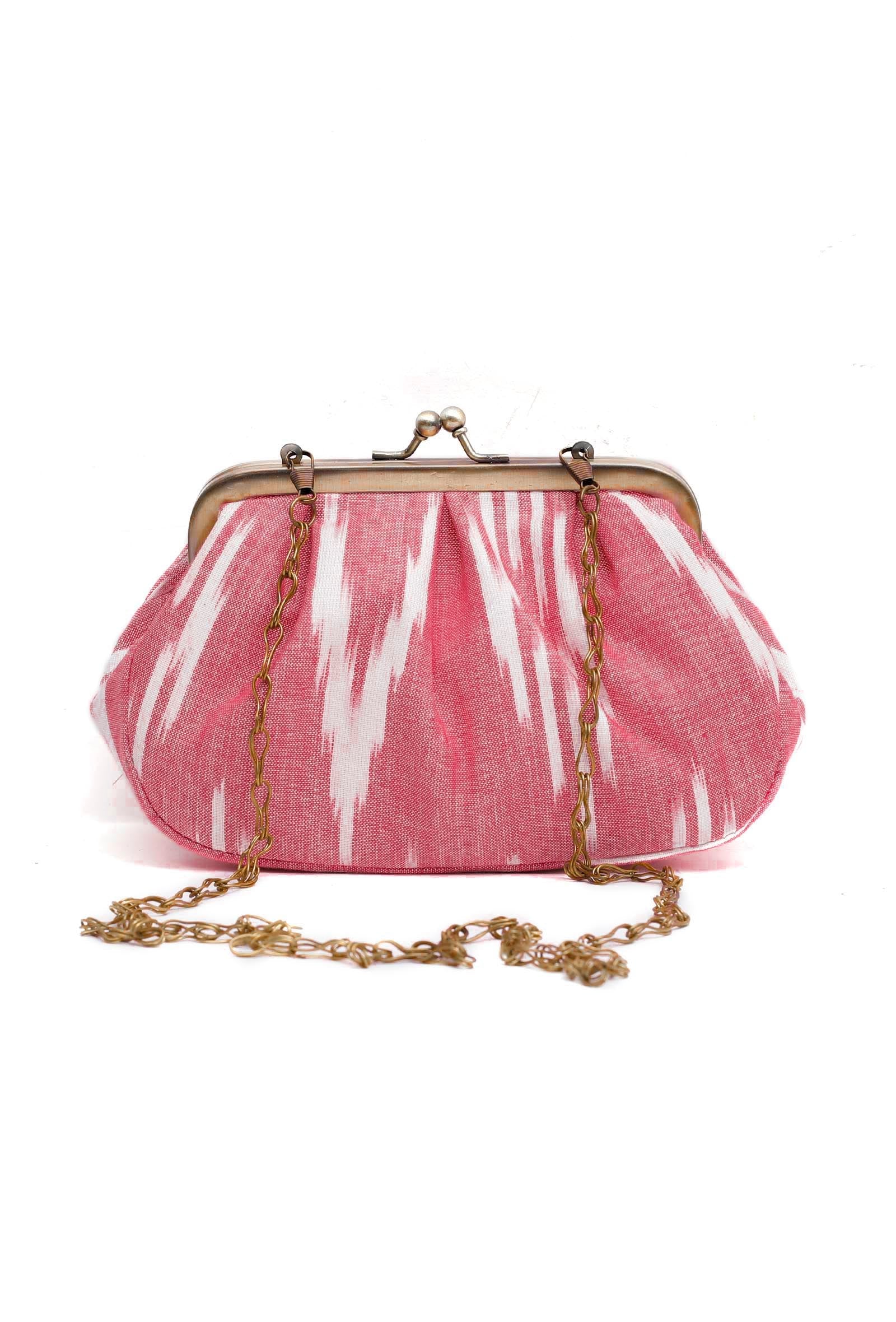 Rose Pink Ikat Clutch Bag