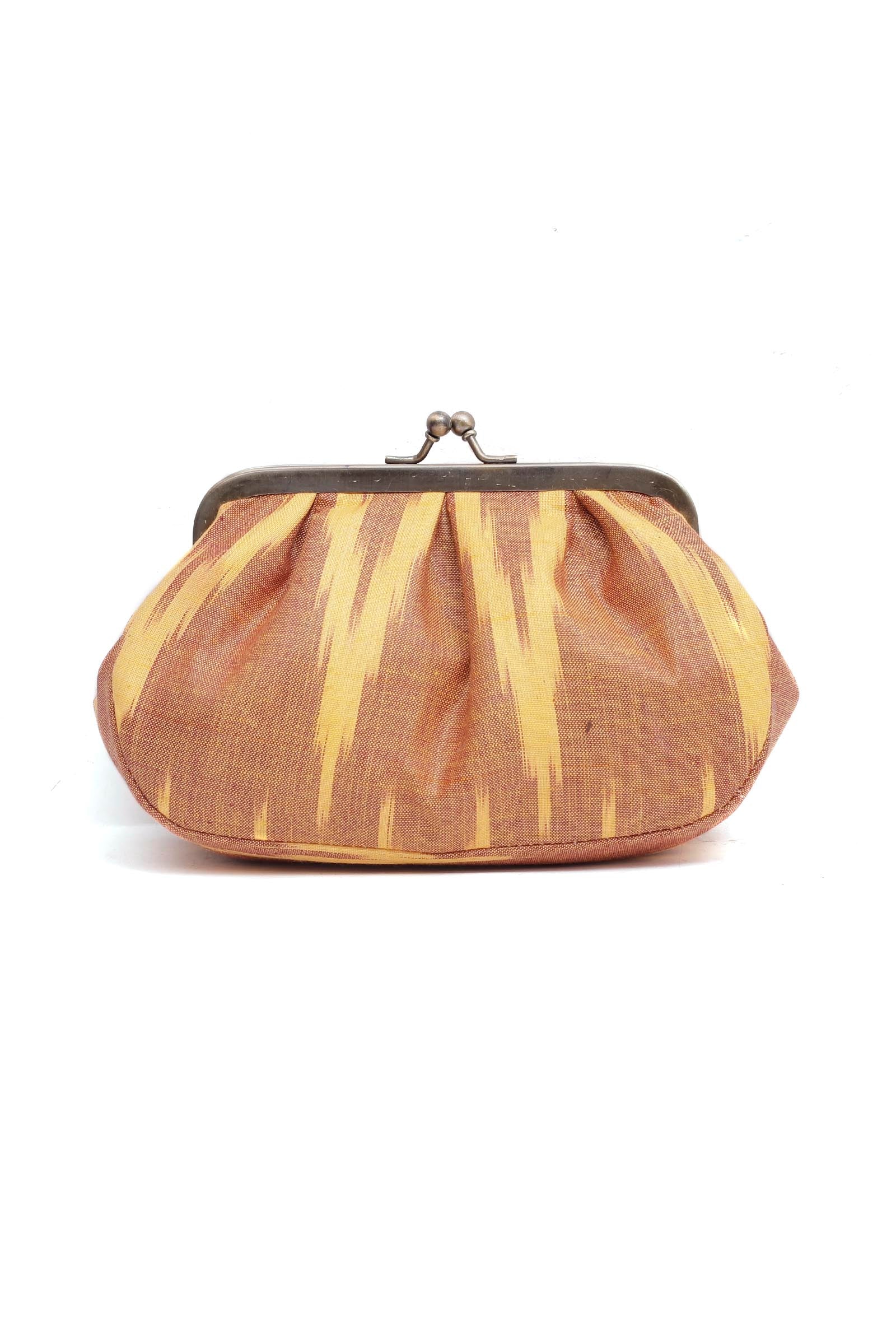 Beige Wood Ikat Clutch