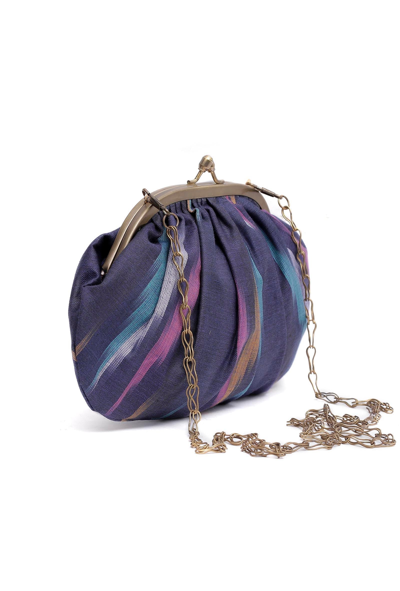 Violet Ikat Contrast Clutch