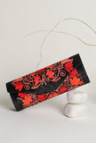 Peach Black Tilla Embroidery Velvet Clutch