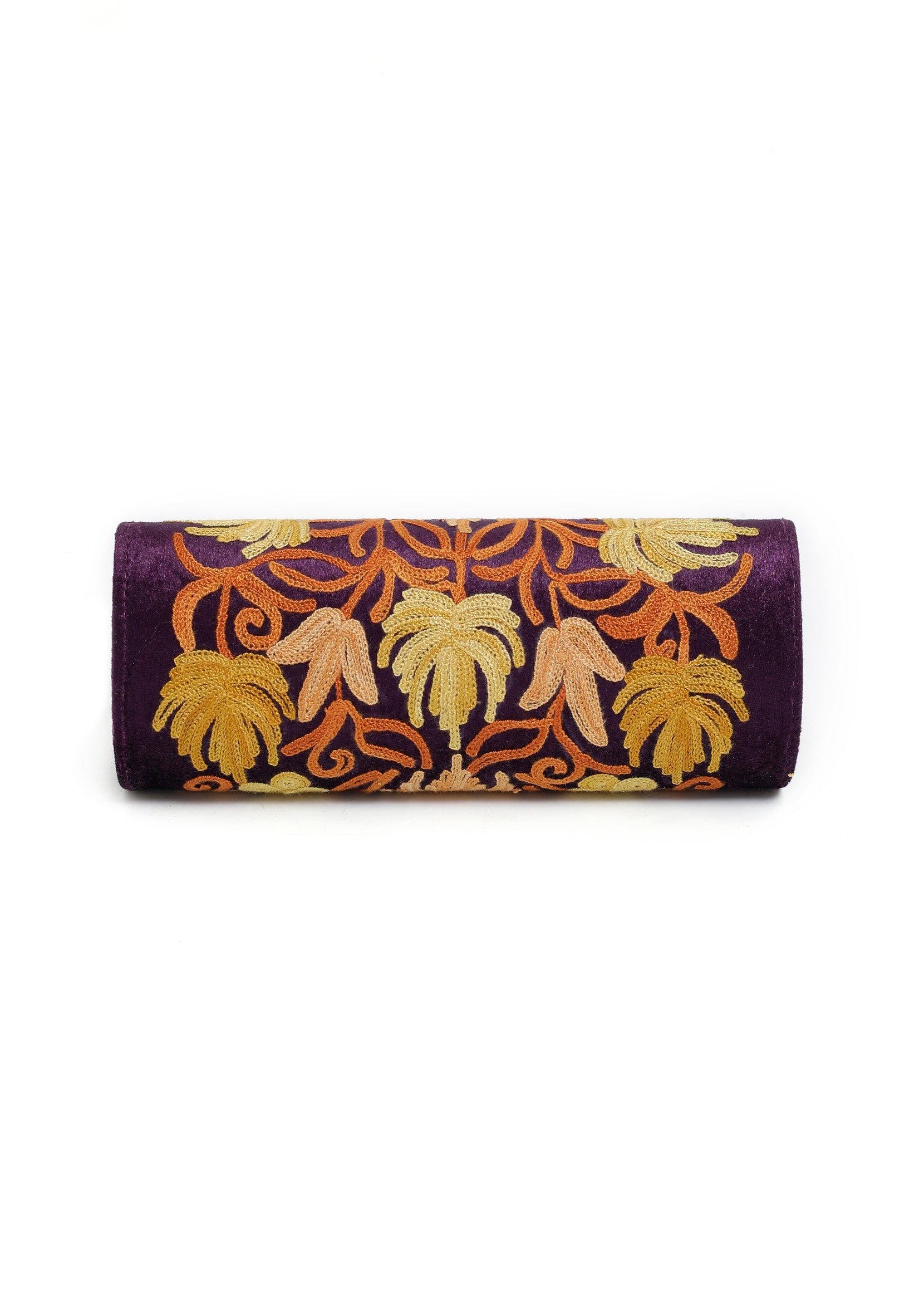 Violet Tila Embroidery Velvet Clutch