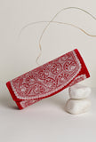 Ruby Red Velvet Silver Embroidered Clutch