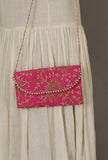 French Pink Zari Embroidered Silk Envelope Clutch