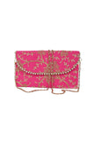 French Pink Zari Embroidered Silk Envelope Clutch