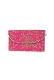 French Pink Zari Embroidered Silk Envelope Clutch