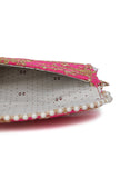 French Pink Zari Embroidered Silk Envelope Clutch