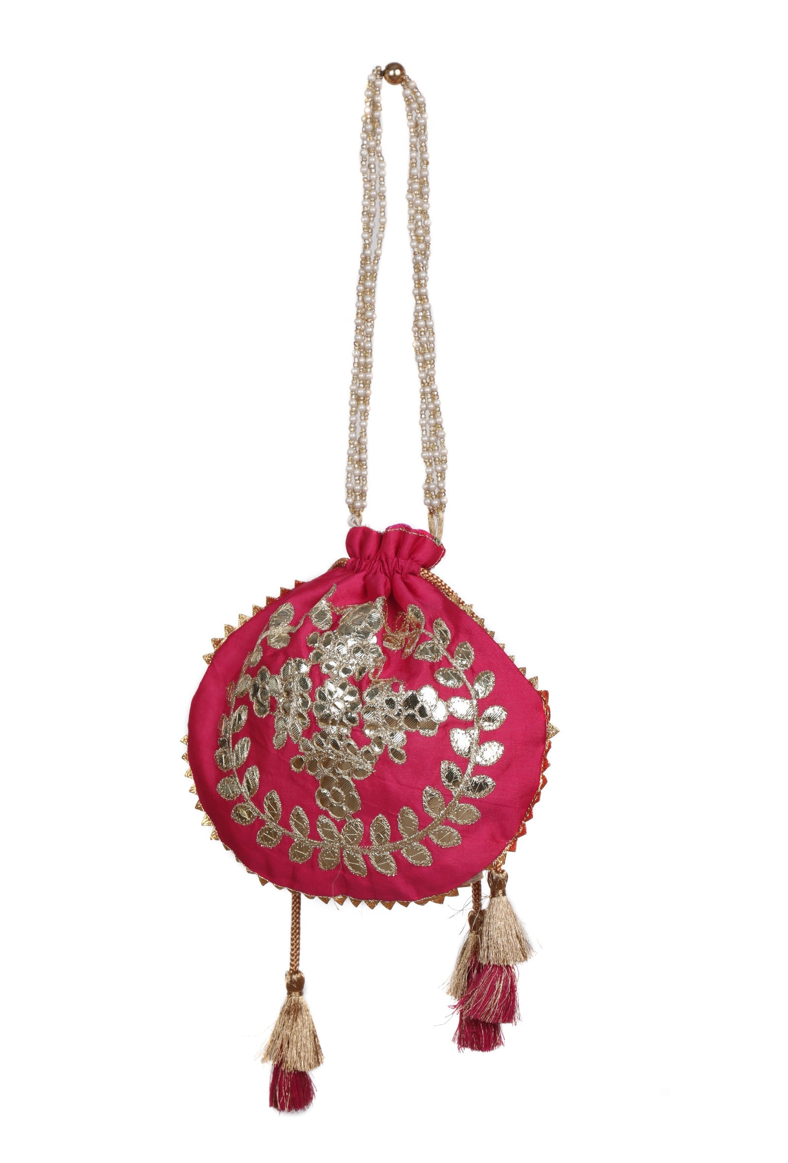 Passionate Pink Gota Patti Silk Potli