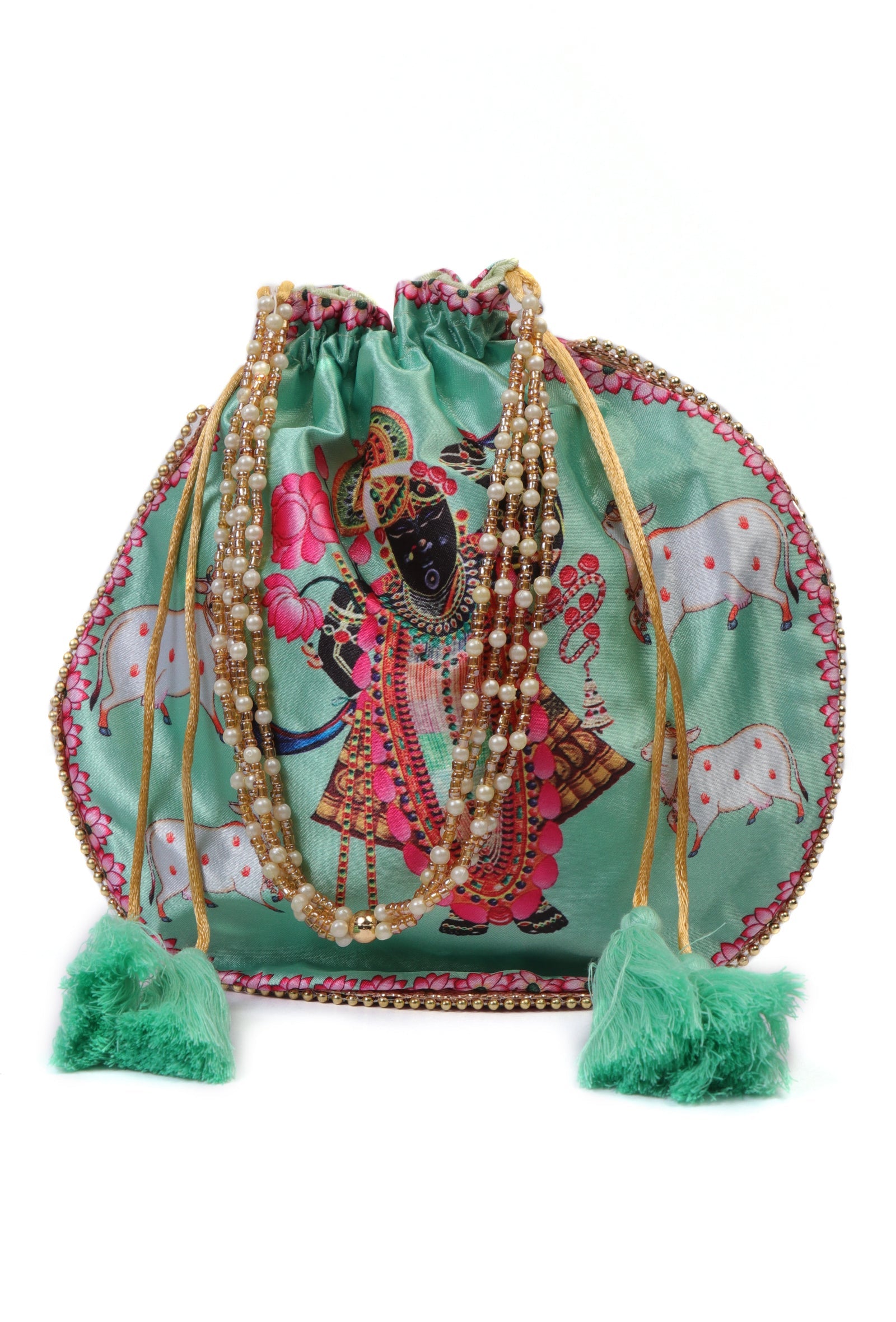 Celestial Green Shreenath With The Holy cow Potli