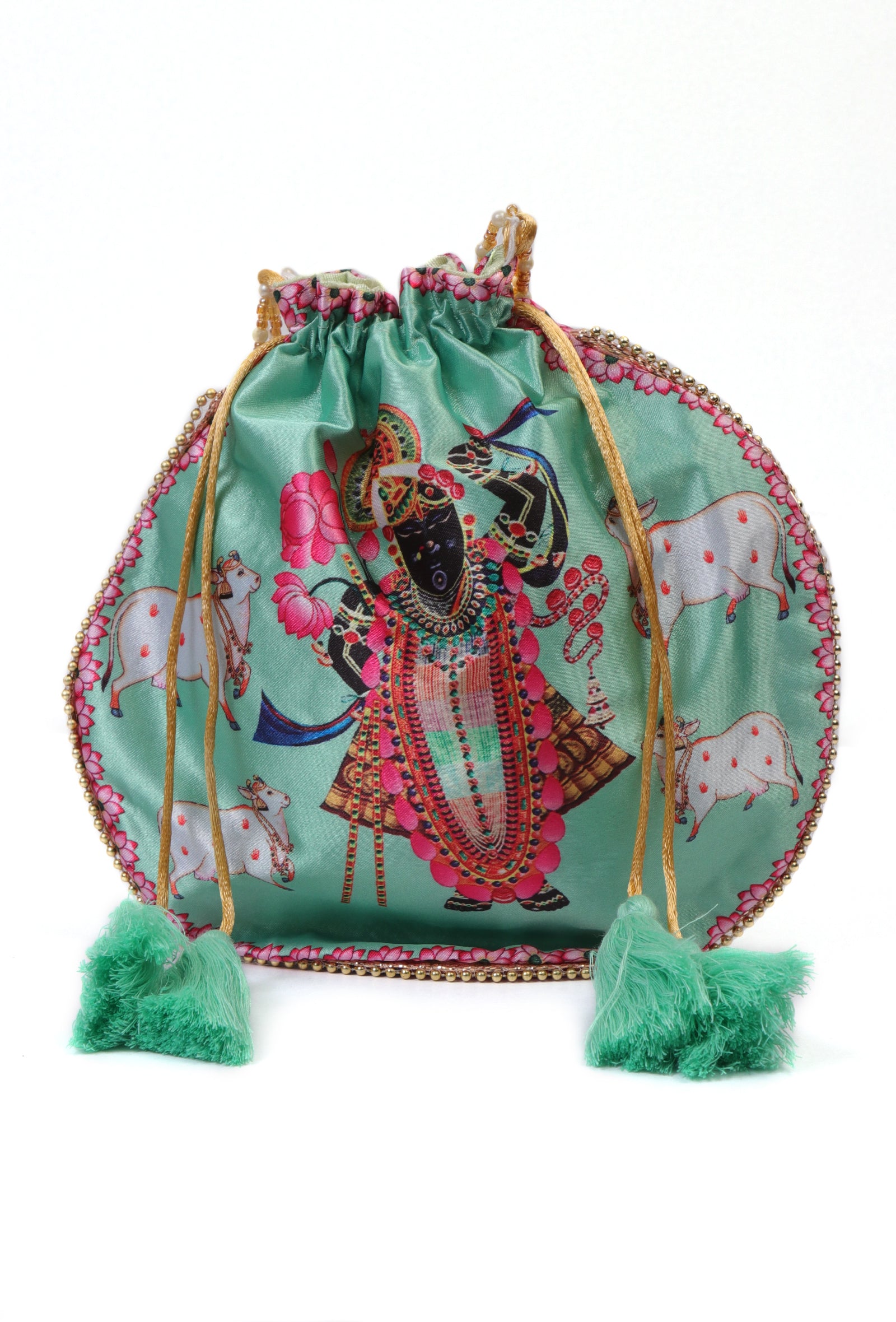 Celestial Green Shreenath With The Holy cow Potli