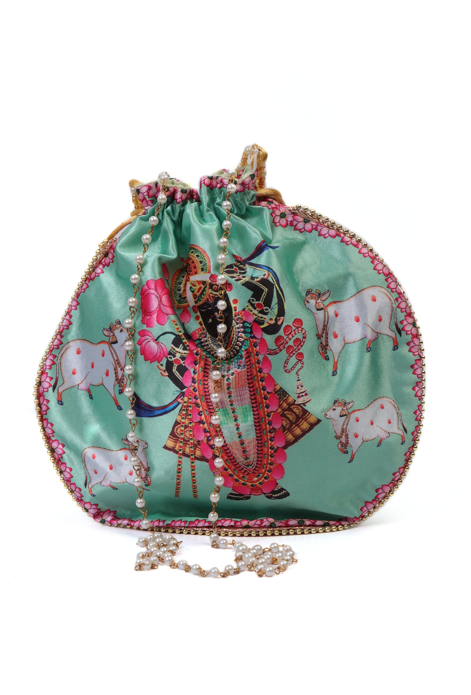 Celestial Green Shreenath With The Holy cow Potli