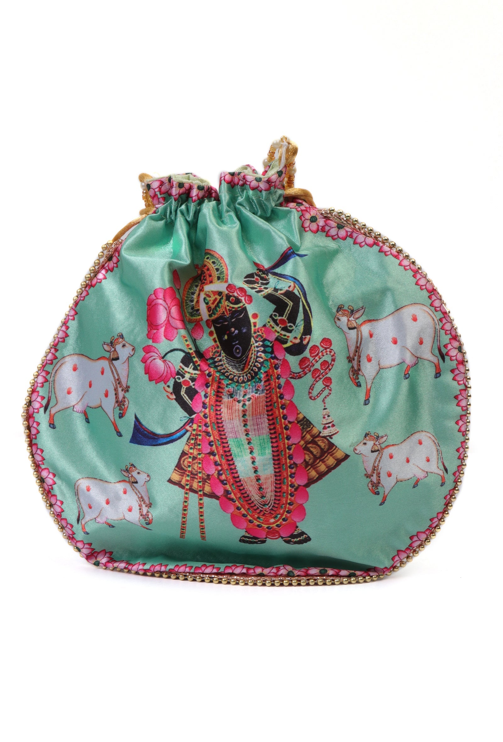 Celestial Green Shreenath With The Holy cow Potli