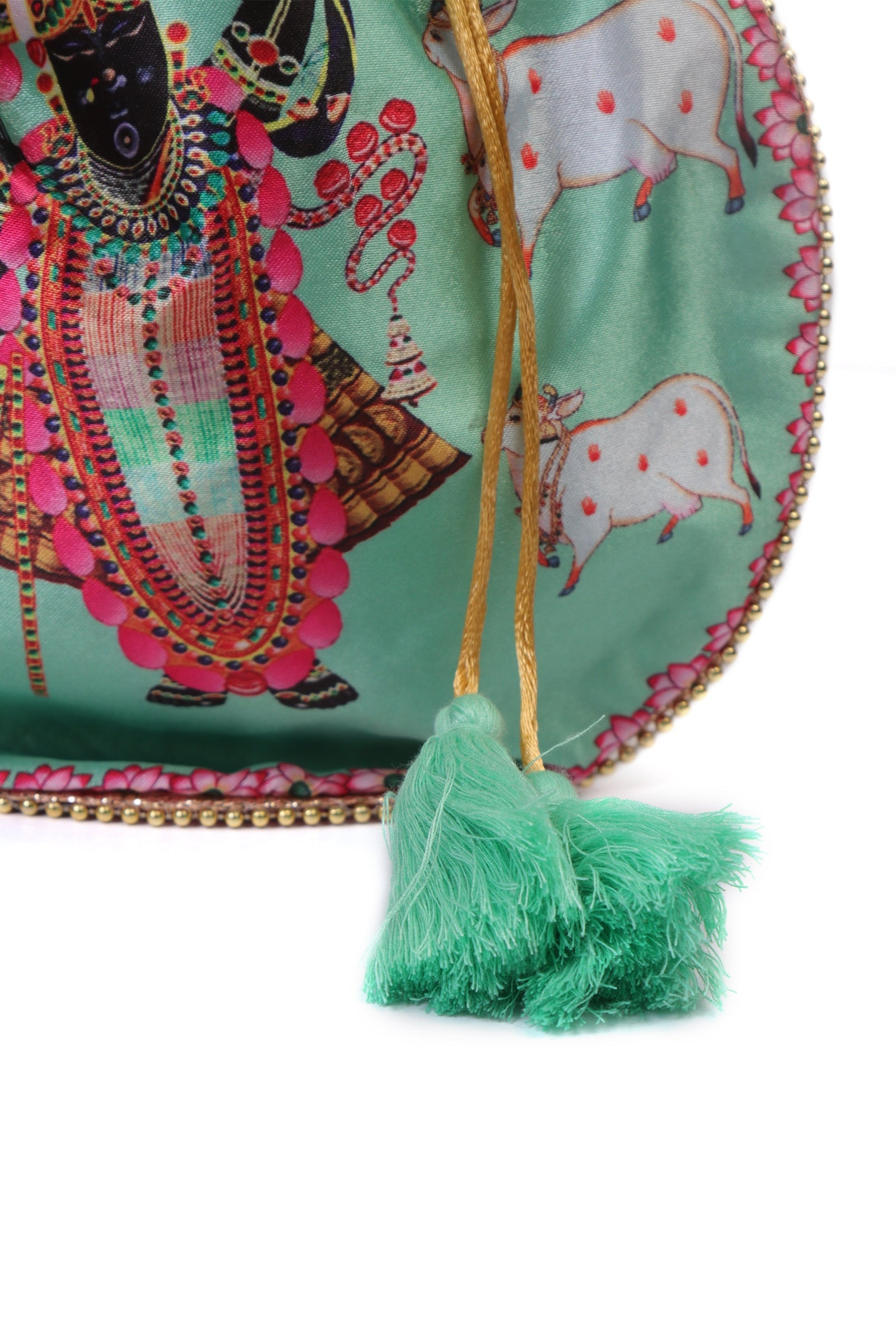 Celestial Green Shreenath With The Holy cow Potli