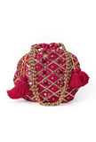Vibrant Pink Charm Potli With Glasstone