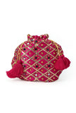 Vibrant Pink Charm Potli With Glasstone