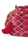 Vibrant Pink Charm Potli With Glasstone