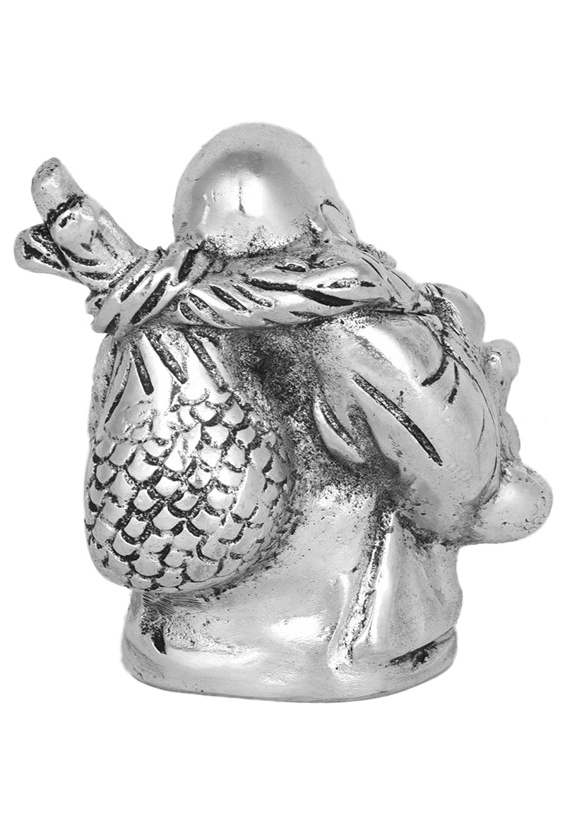 Silver Polished Laughing Buddha Figurine