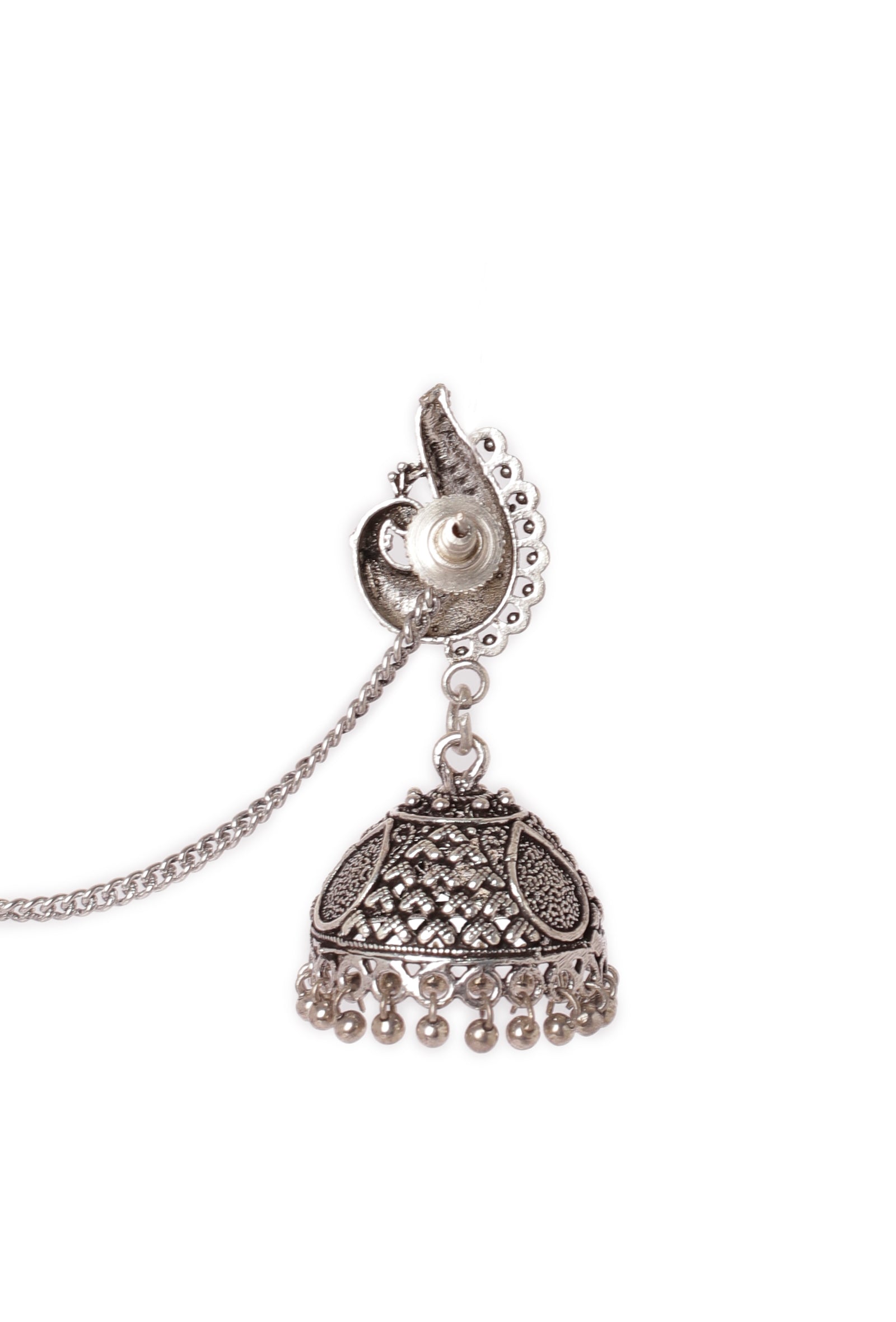 Zuri Afghani Tribal Jhumka Chain Earrings