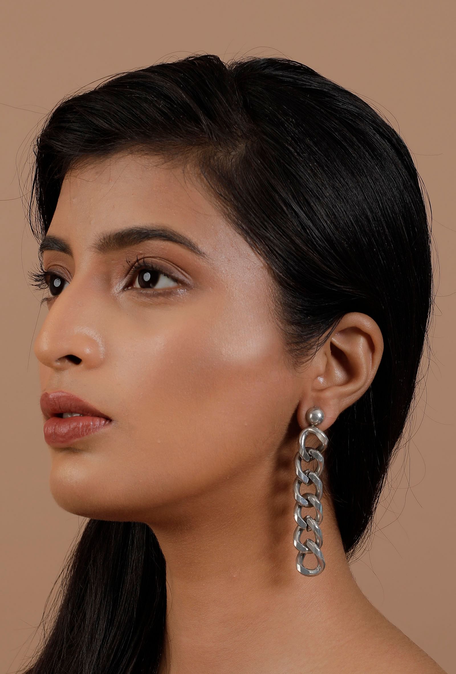 Inbar Twisted Silver Chain Earrings