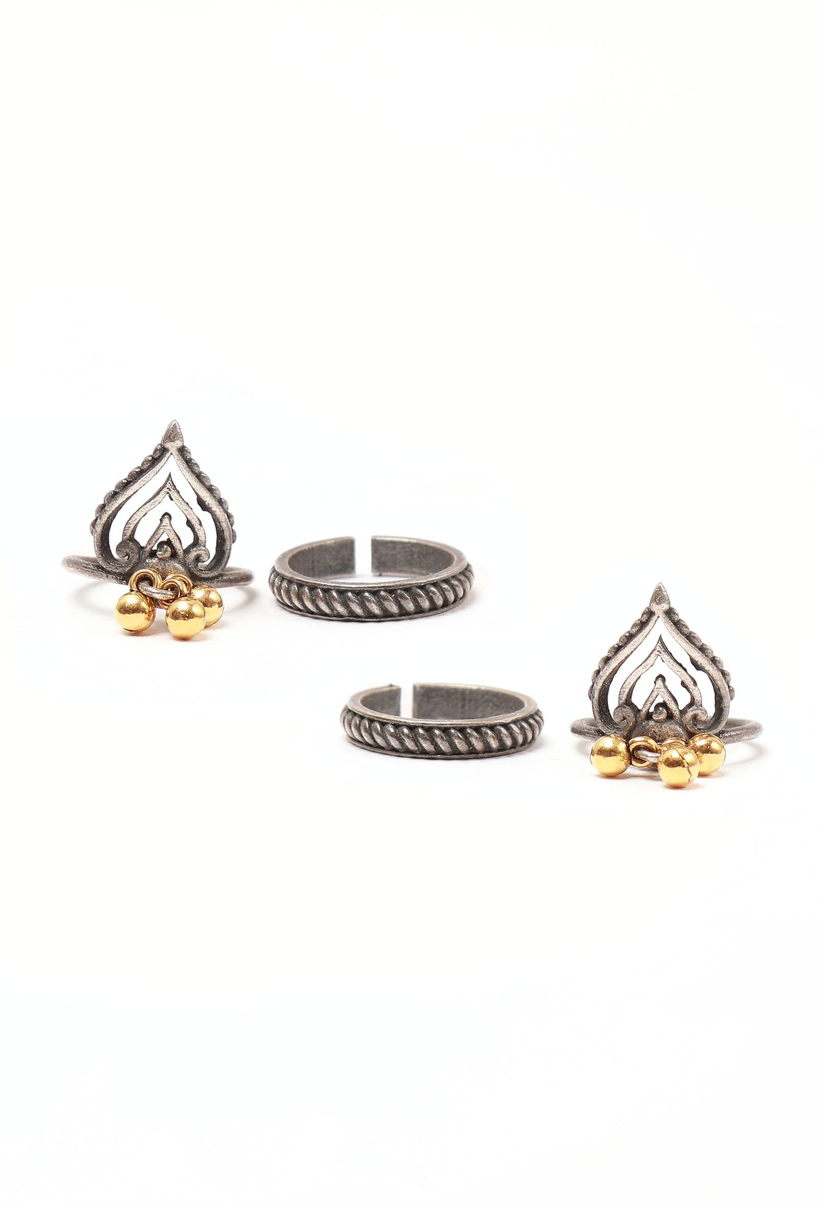 Set of 4: Swara Silver Brass Toering