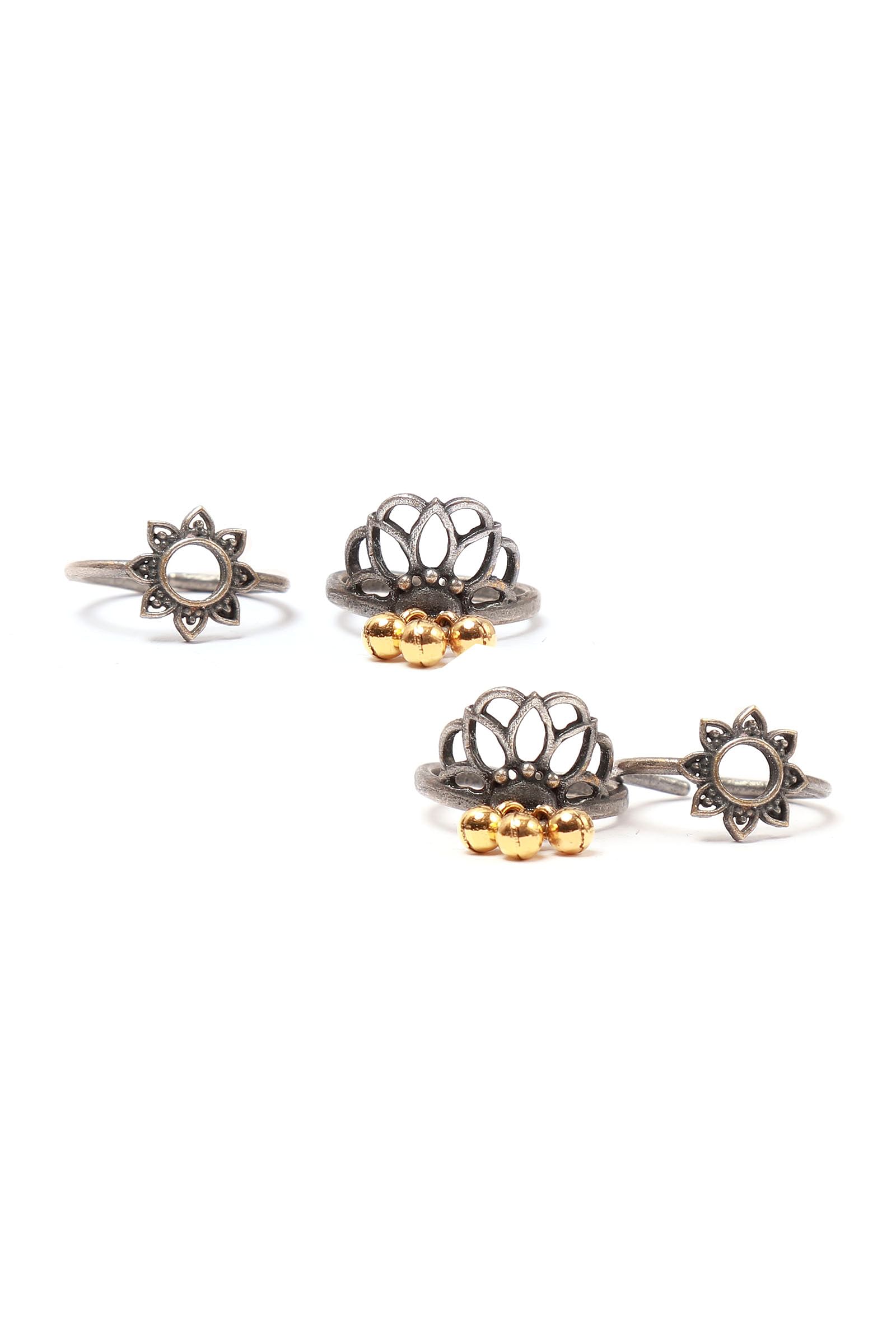 Set of 4: Ama Silver Brass Toering