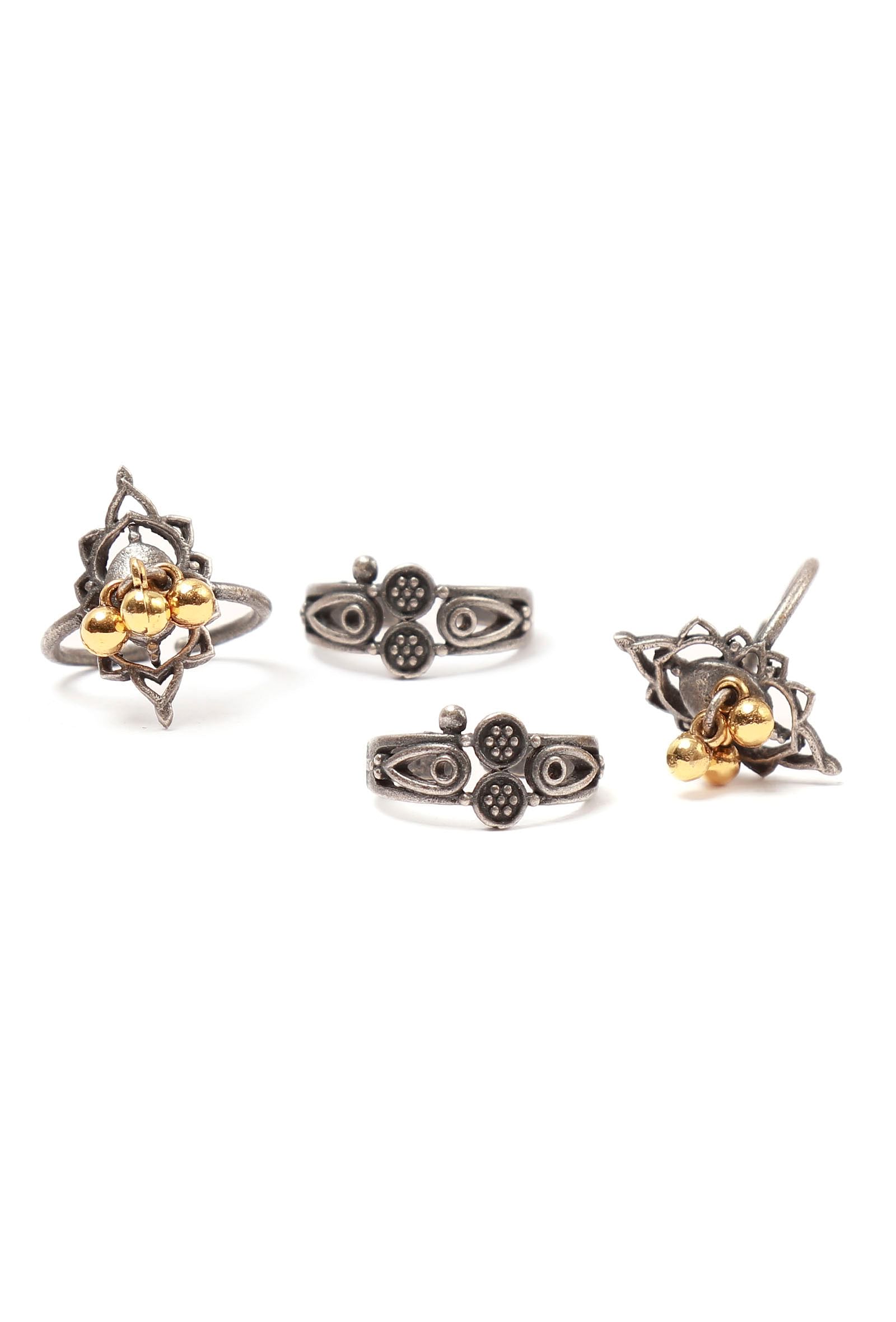 Set of 4: Lotus Silver Brass Toering