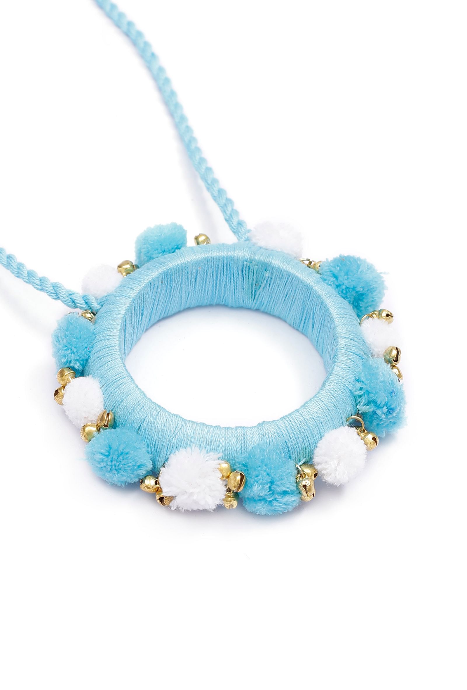 Sky Blue Pom Pom Handcrafted Necklace