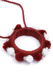 Maroon Pom Pom Handcrafted Tribal Necklace