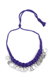 Violet Purple Coin Tribal Necklace