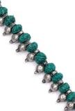 Set of 2: Teal with Silver Beads Tribal Anklet