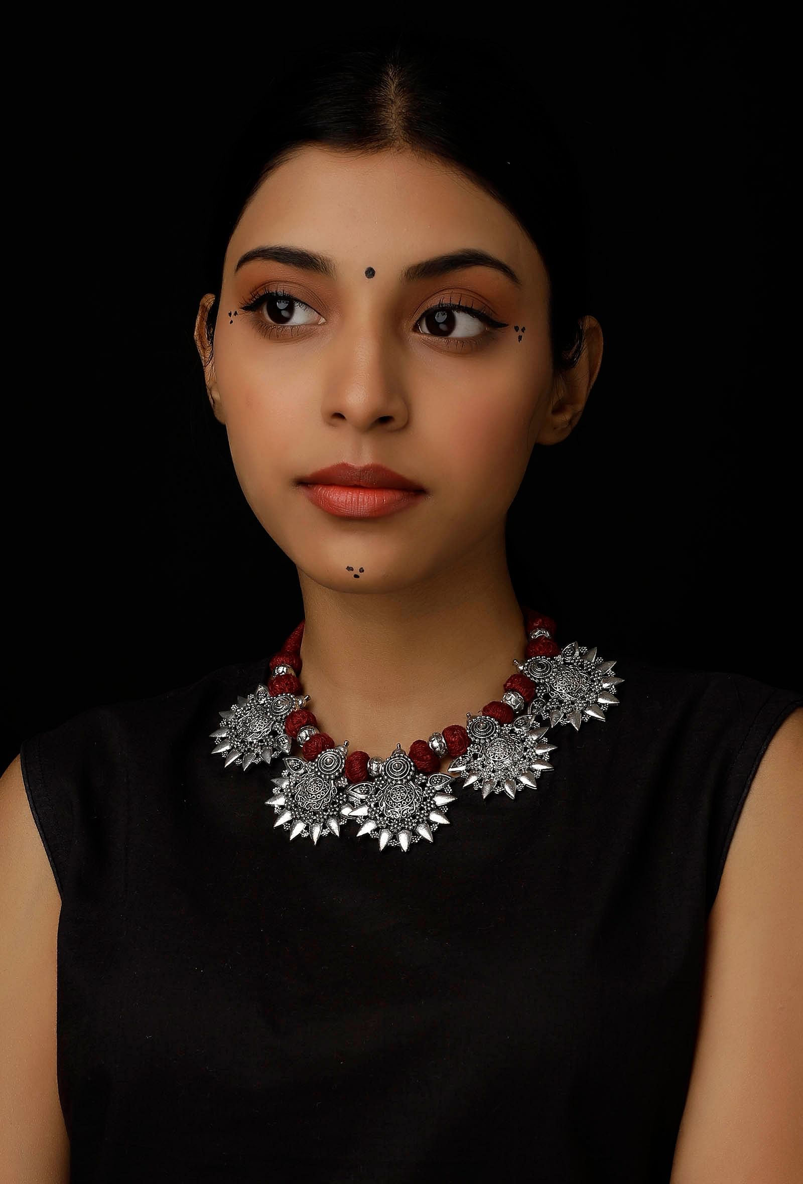 Plum Red Tribal Necklace