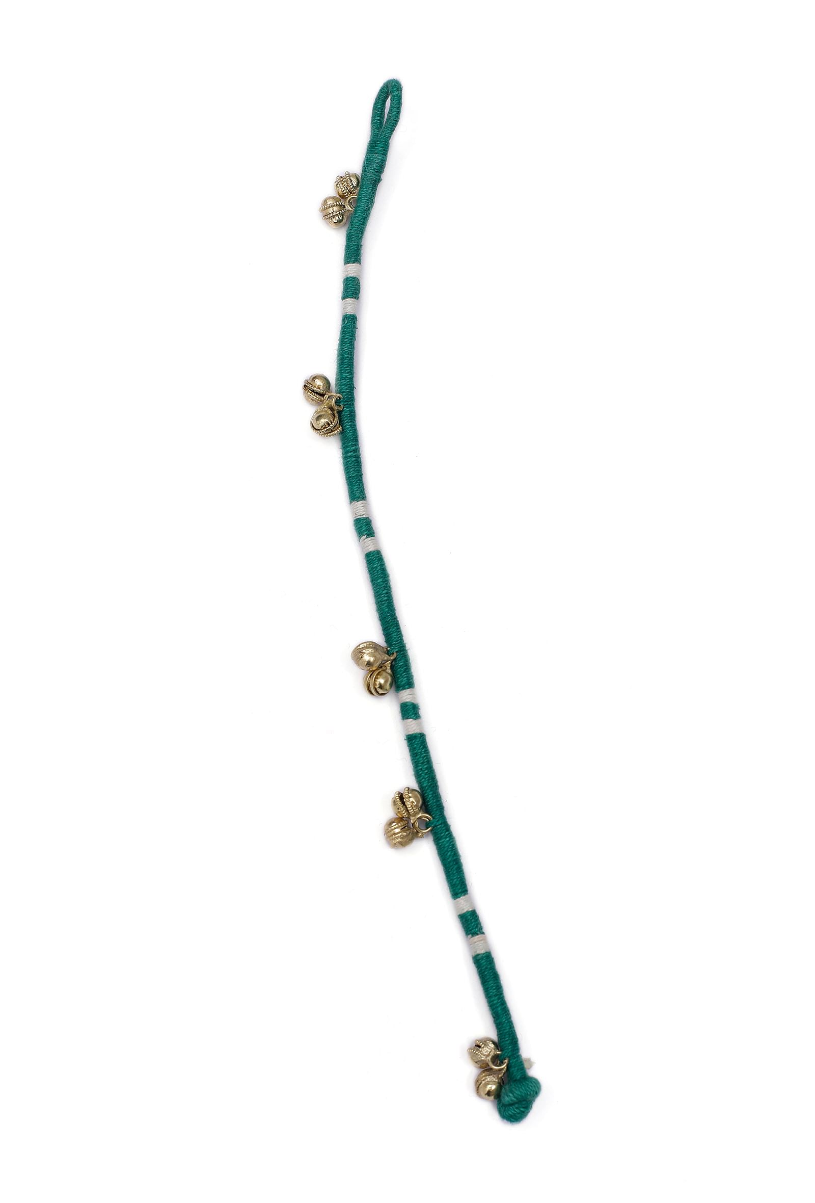 Set of 2: Emerald Green Tribal Anklet