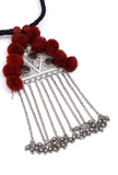 Maroon Pom Pom Handcrafted Tribal Necklace