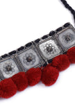 Red Pom Pom Handcrafted Tribal Necklace
