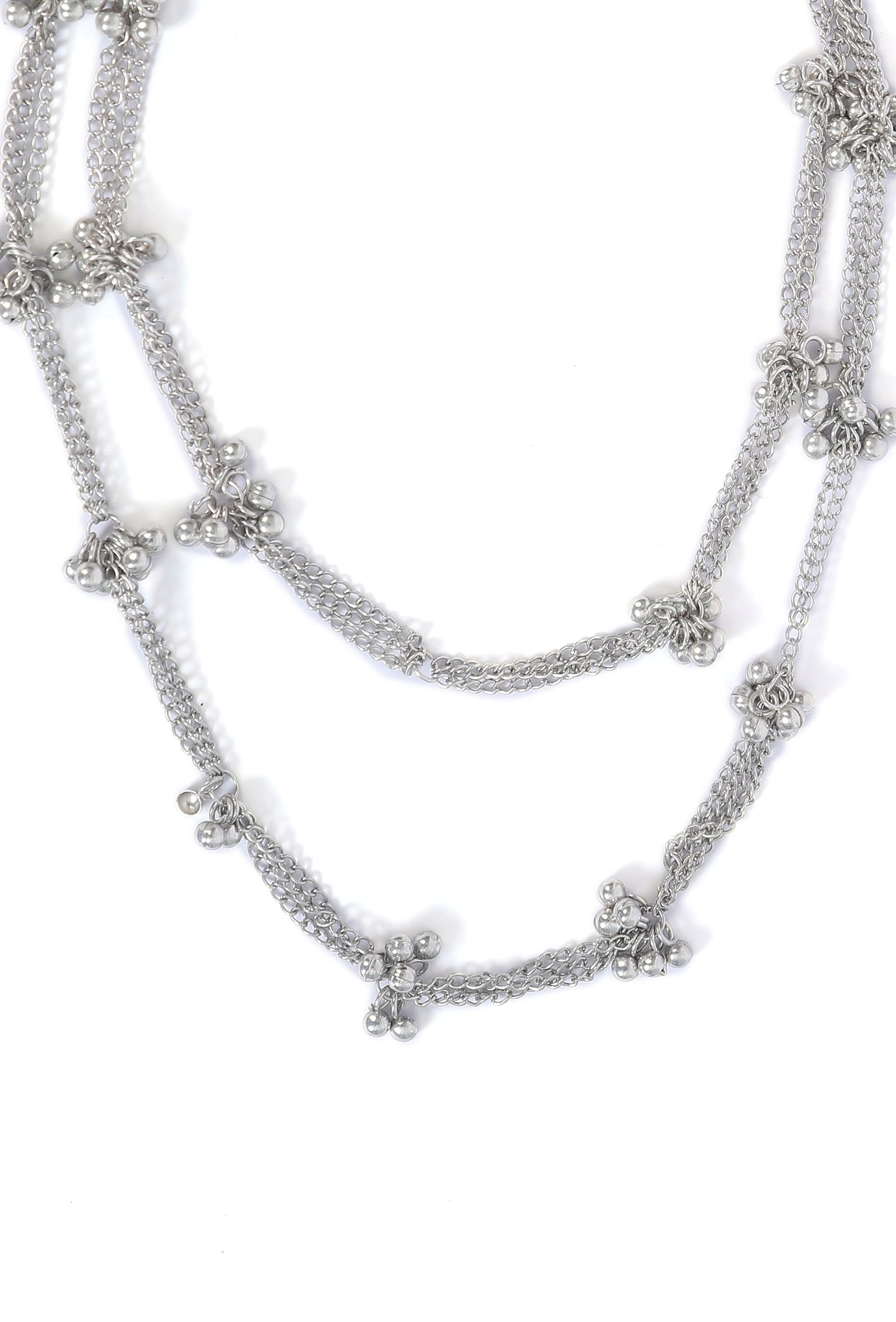 Fatima Double Layer Silver Tribal Necklace