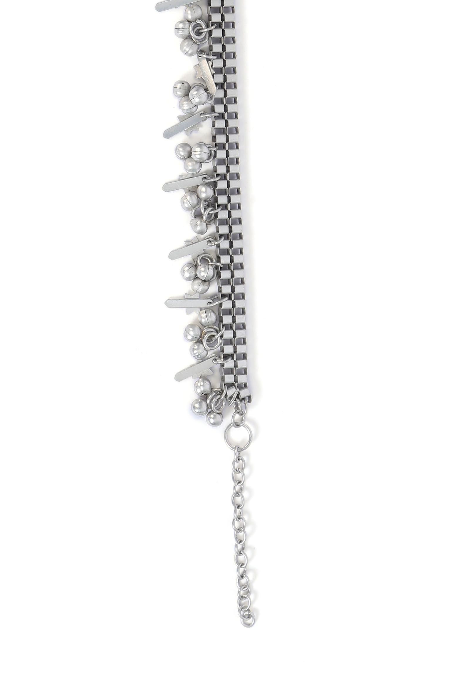 Arzoo Silver Tribal Choker Anklet