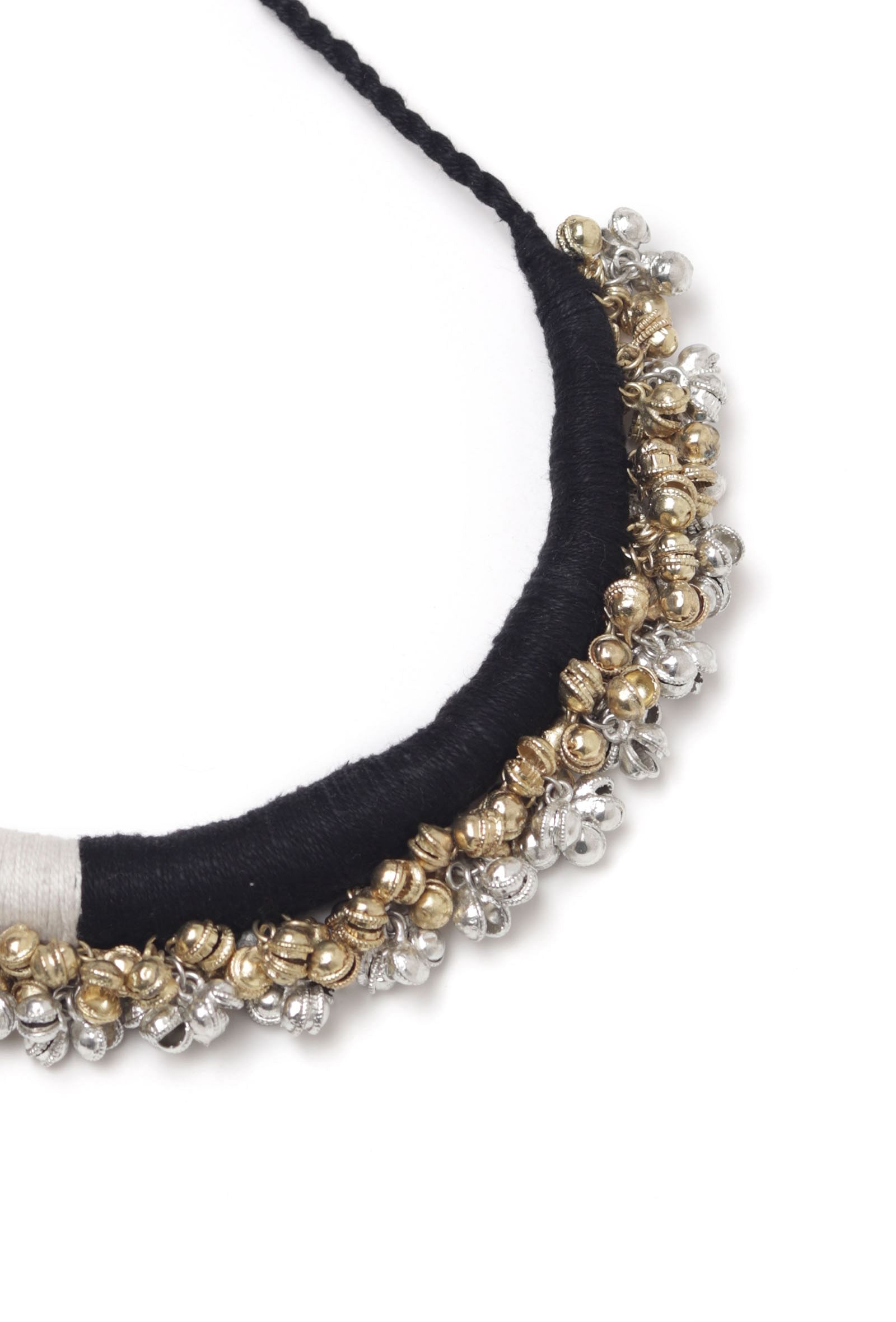 Astira Duo White and Black Tribal Ghungroo  Necklace