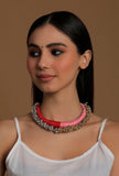Lishika Duo Red and Pink Tribal Ghungroo Necklace