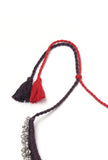 Fatima Duo Red and Black Silver Ghungroo Tribal Necklace