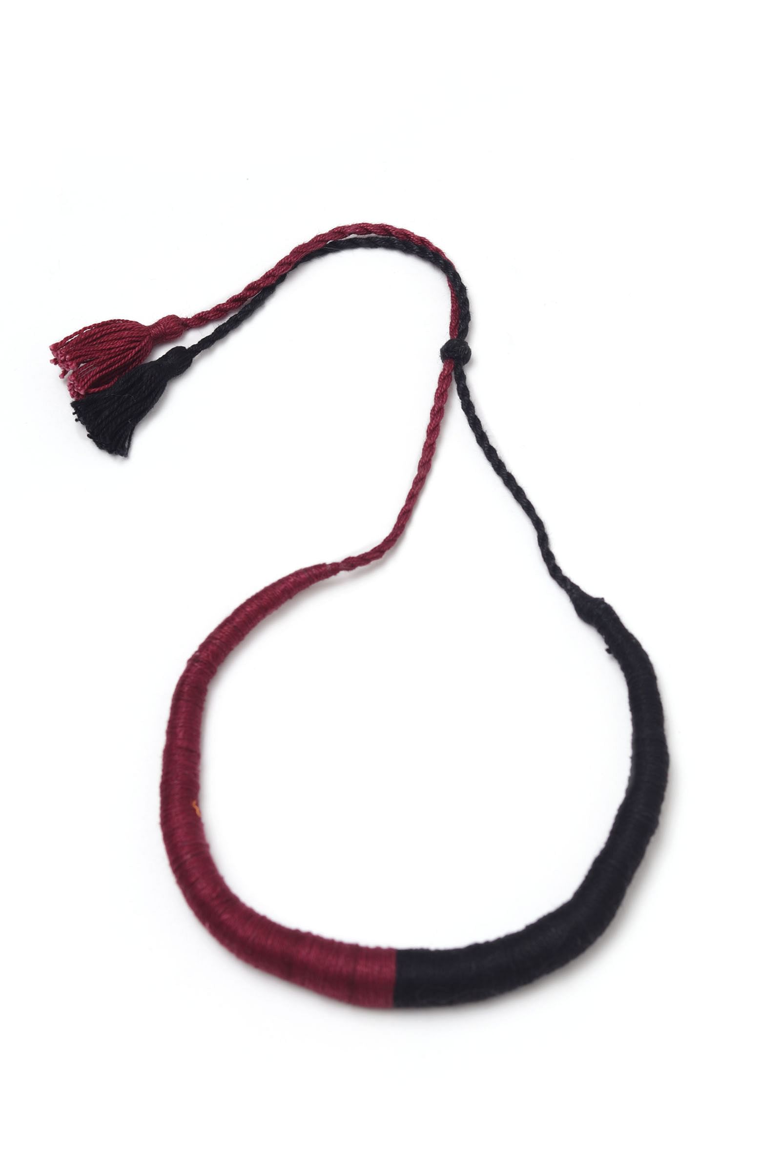 Sana Duo Brown and Black Tribal Thread Necklace