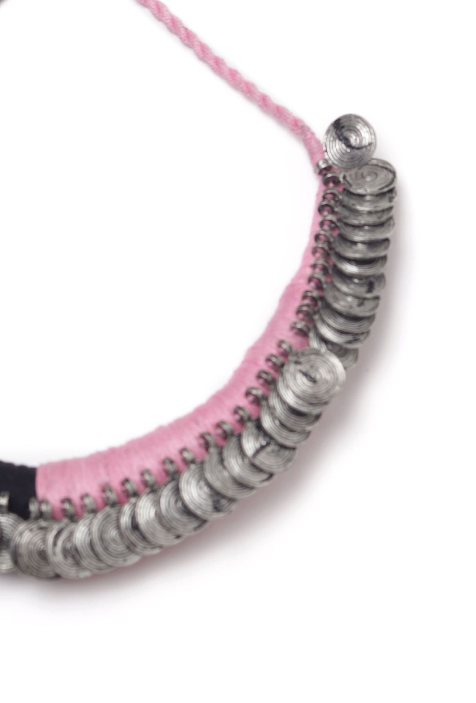 Mahira Duo Black and Pink Tribal Coin Necklace