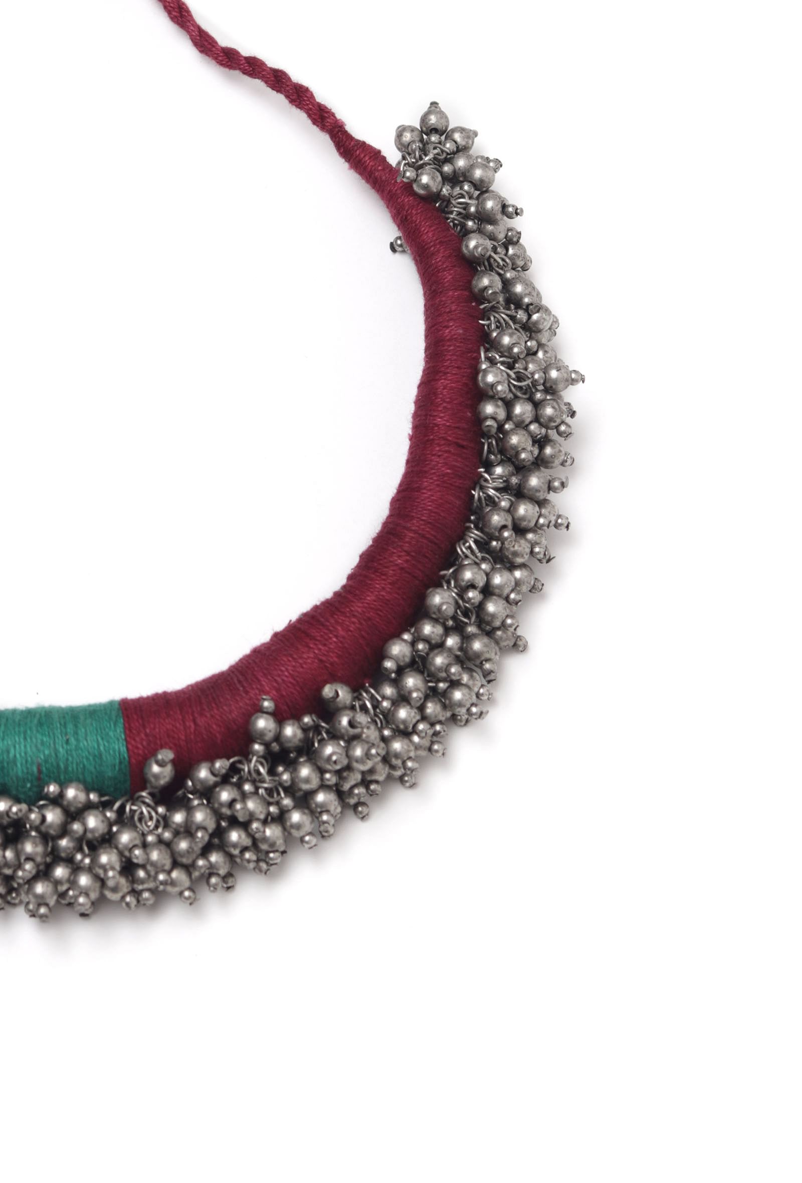 Nihima Duo Red and Green Tribal Ghungroo Necklace